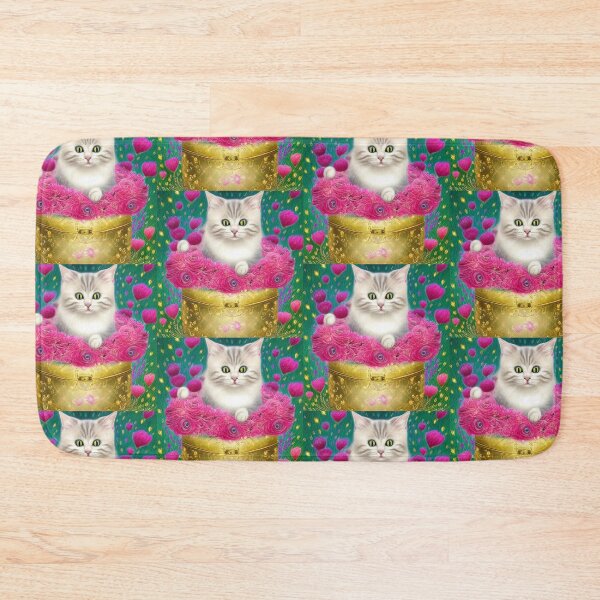 Item preview, Beautiful Fantasy Whimsical Cat Pastel Illustration with flowers in background designed and sold by ManifestoDesign.