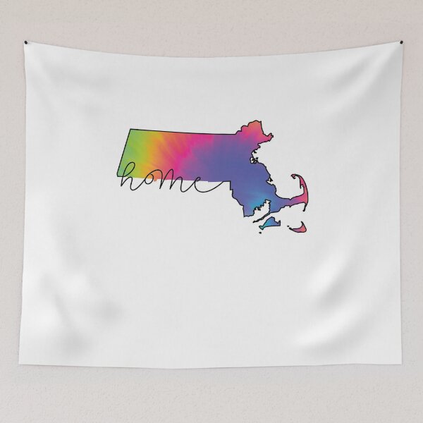 Item preview, Massachusetts Home Tie Dye State Outline Map Black and White designed and sold by clothesy7.