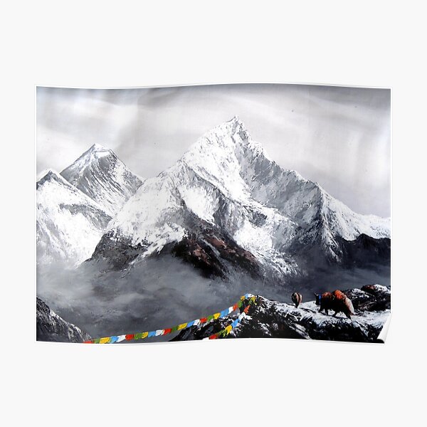 Panoramic View Of Everest Mountain Poster