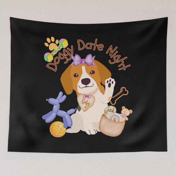 Item preview, Doggy Date Night Cute Illustration Design designed and sold by EarthArtDesigns.