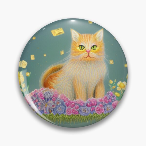 Item preview, Beautiful Fantasy Whimsical Cat Pastel Illustration with flowers in background designed and sold by ManifestoDesign.