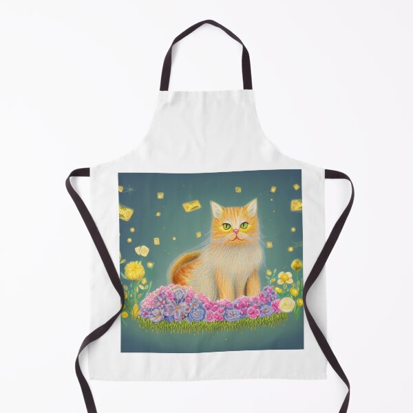Item preview, Beautiful Fantasy Whimsical Cat Pastel Illustration with flowers in background designed and sold by ManifestoDesign.