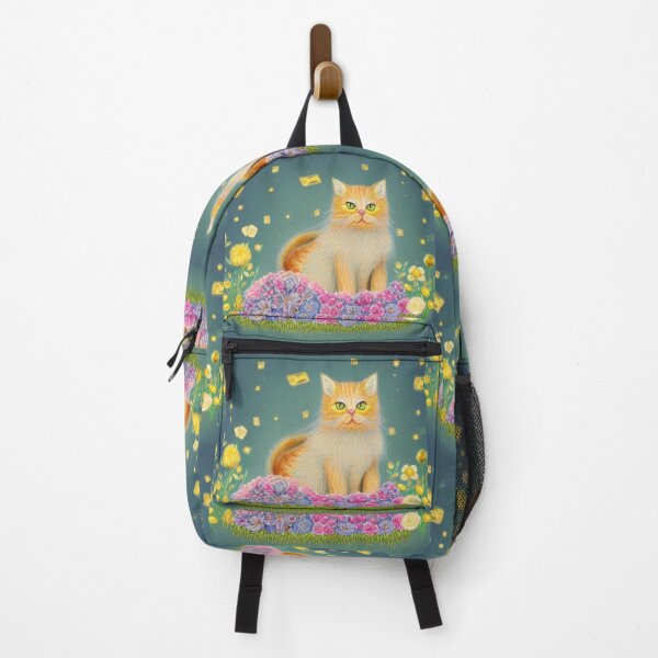 Item preview, Beautiful Fantasy Whimsical Cat Pastel Illustration with flowers in background designed and sold by ManifestoDesign.