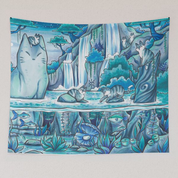 Item preview, Mysterious Jungle Cat Pond designed and sold by kattvalk.