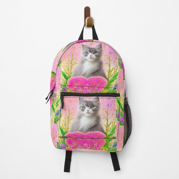 Item preview, Beautiful Fantasy Whimsical Cat Pastel Illustration with flowers in background designed and sold by ManifestoDesign.