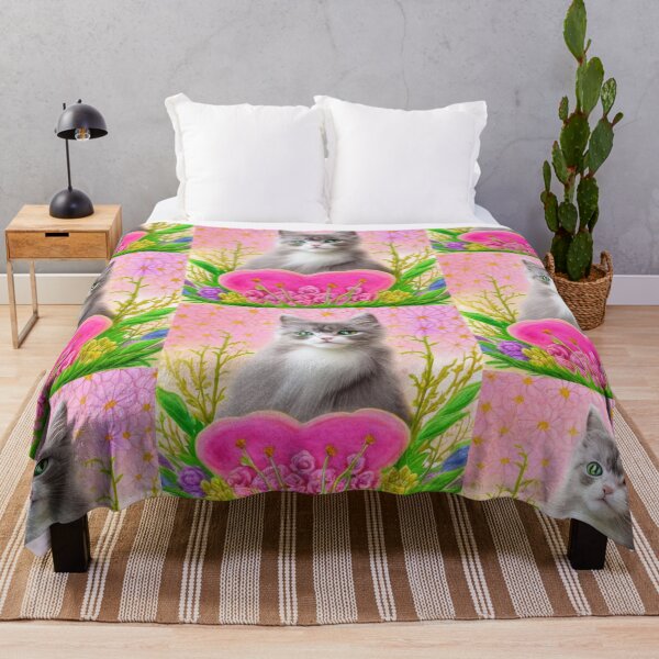 Item preview, Beautiful Fantasy Whimsical Cat Pastel Illustration with flowers in background designed and sold by ManifestoDesign.