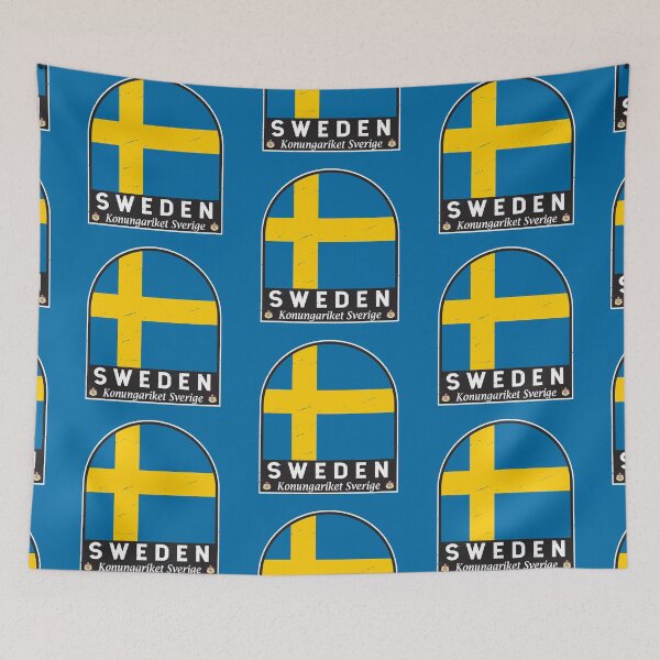 Item preview, Sweden Flag Emblem Distressed Vintage designed and sold by KrisSidDesigns.