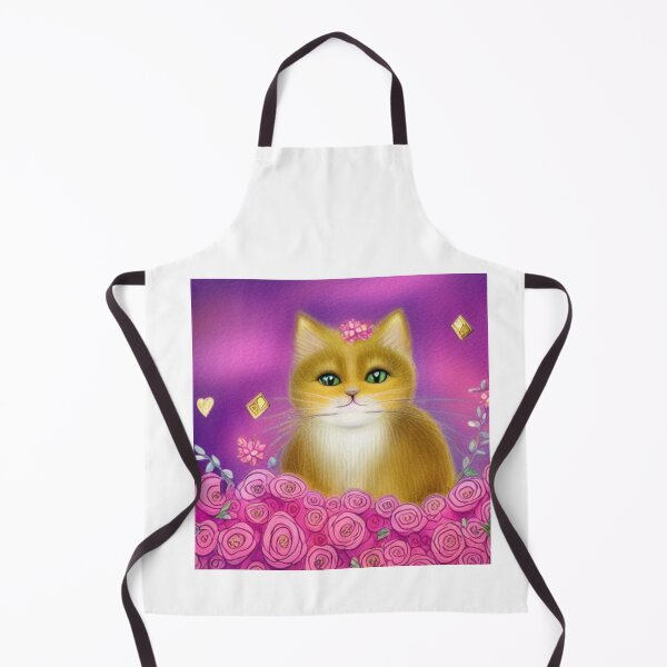 Item preview, Beautiful Fantasy Whimsical Cat Pastel Illustration with flowers in background designed and sold by ManifestoDesign.