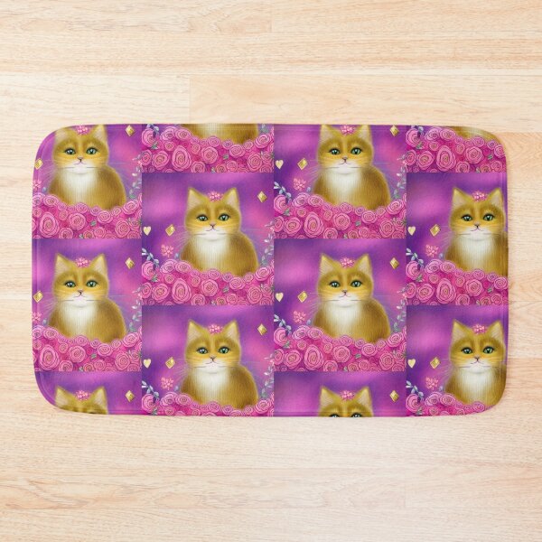 Item preview, Beautiful Fantasy Whimsical Cat Pastel Illustration with flowers in background designed and sold by ManifestoDesign.