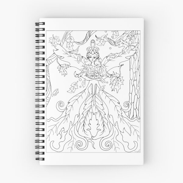Item preview, autumn fairy, fall fairy bringing in autumn in a leafy dress-colorable design designed and sold by SimiRaghavan.