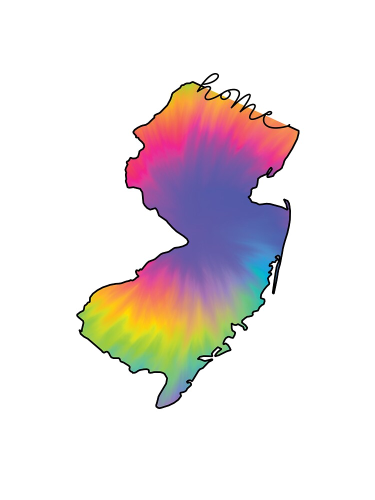 New Jersey Map Home State Outline Tie Dye  Kids T-Shirt for Sale