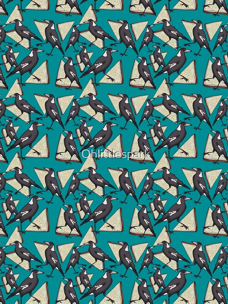 Magpies and Fairy Bread - Teal by Ohlittlespark