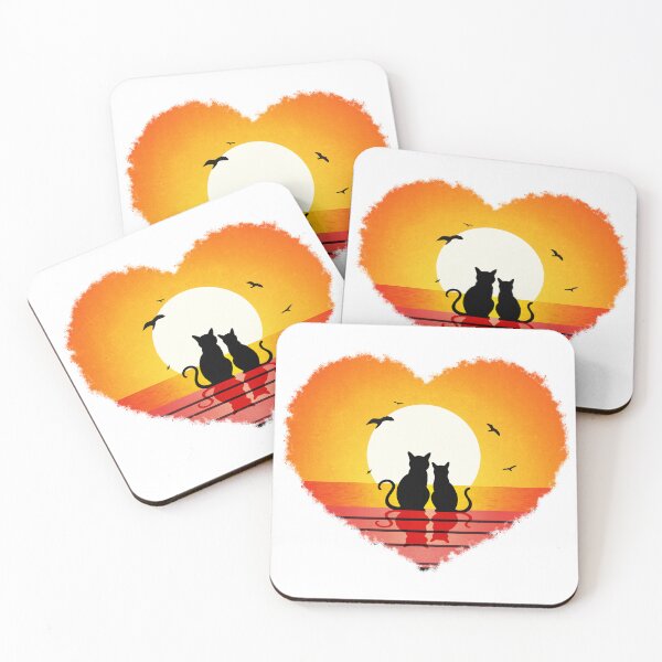 Item preview, cat looking at sunset heart designed and sold by ramwebroom.