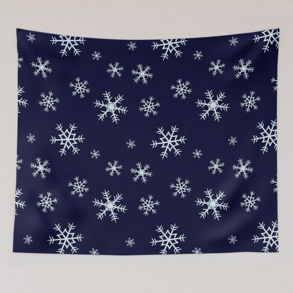 Item preview, Snowflake winter pattern on midnight blue background designed and sold by DesignsByMadiha.