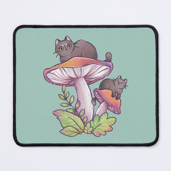 Item preview, Small Mushroom Kitties Teal designed and sold by kattvalk.