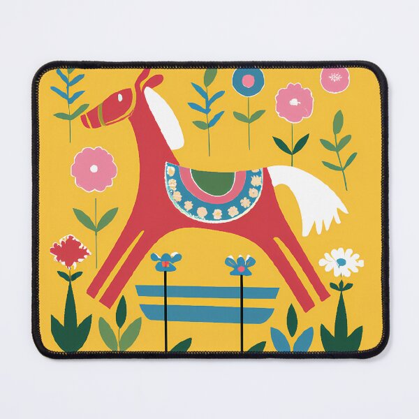 Item preview, Original Art with horse and flowers inspired by Josef Frank, Swedish designer 1940s, floral art, ScandinavianStyle designed and sold by RoyalRepublics.