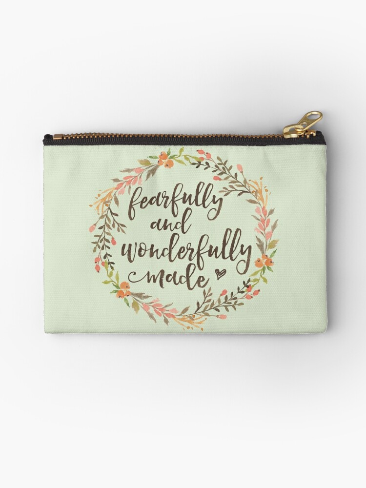 Fearfully and Wonderfully Made Zipper Pouch for Sale by DownThePath