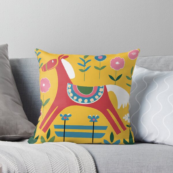 Item preview, Original Art with horse and flowers inspired by Josef Frank, Swedish designer 1940s, floral art, ScandinavianStyle designed and sold by RoyalRepublics.