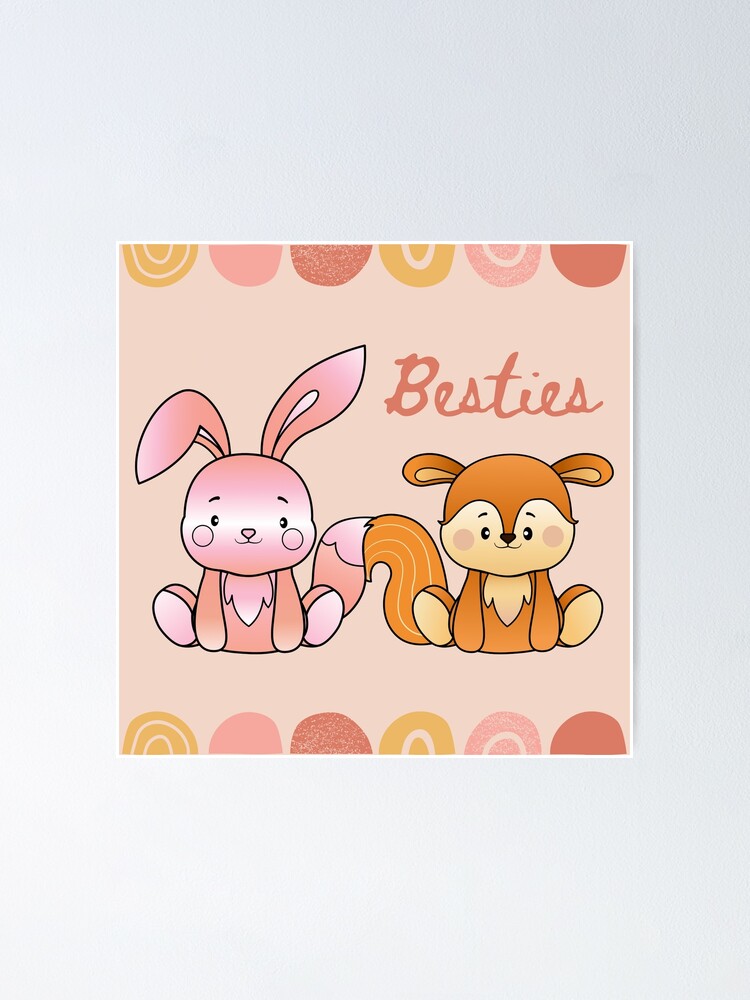Best Friends Forever! Pretty Pastel & Terracotta Cute Furry Cartoon Friends Best Friends Forever! Pretty Pastel & Terracotta Cute Furry Cartoon Friends
