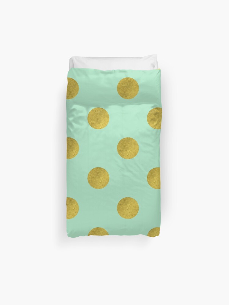 Classic Pattern With Faux Gold Foil Polka Dots On Mint Green
