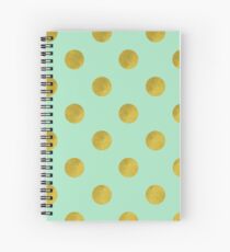 Classic pattern with faux Gold foil polka dots on mint green Spiral Notebook