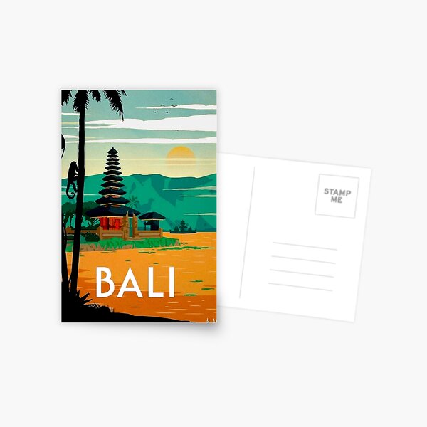 BALI : Vintage Travel and Tourism Advertising Print Postcard