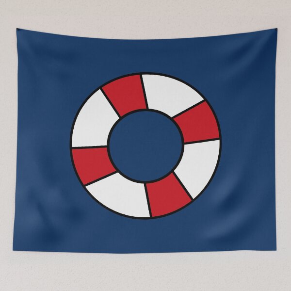 Item preview, Red and White Life Ring Navy Blue Background designed and sold by GemsAnatomy.