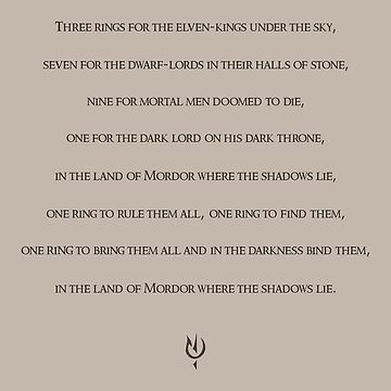 Rings For The Elven Kings Poem Buy Three Rings To The Elven Kings