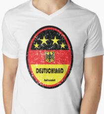 Football - Germany (Distressed) Men's V-Neck T-Shirt