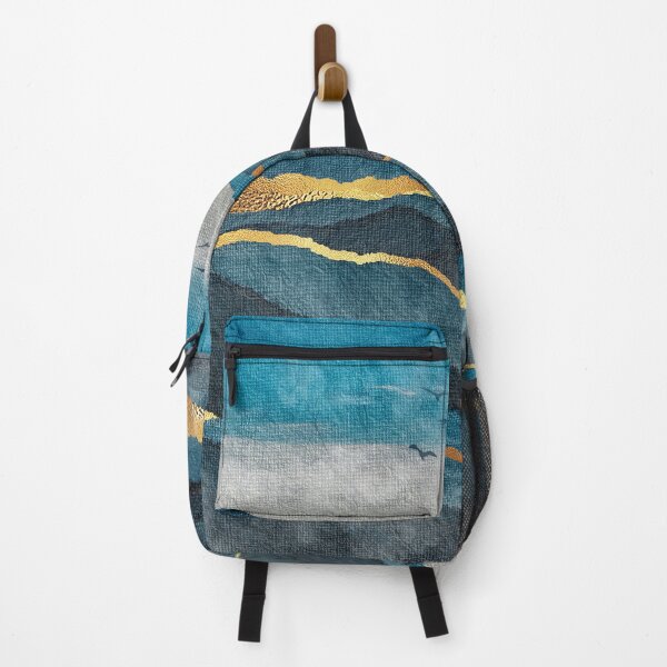 Item preview, Blue, Teal And Golden-Hues Mountains Abstract Art designed and sold by DEC02.