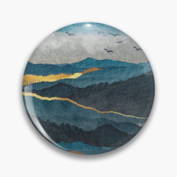 Item preview, Blue, Teal And Golden-Hues Mountains Abstract Art designed and sold by DEC02.