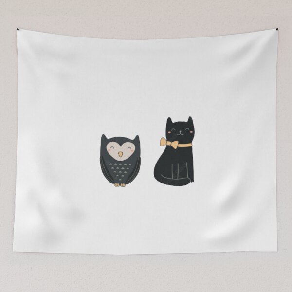 Item preview, a cat and an owl  designed and sold by A2A  SHOP.