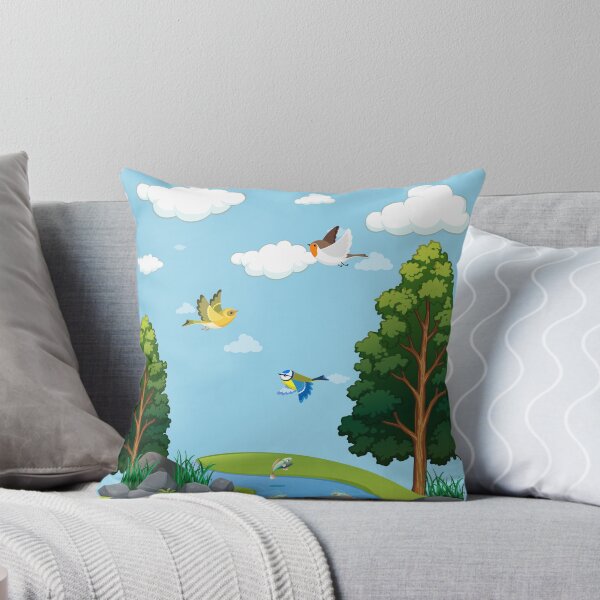 Item preview, Blue Illustration Forest Square Pillow designed and sold by SAarcado.