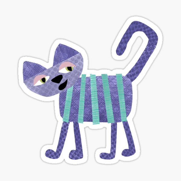 Cool Cat - purple paper cut cat Sticker