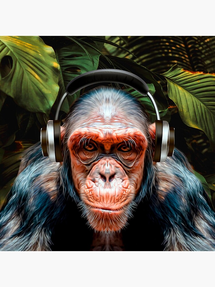 Monkey with headphones