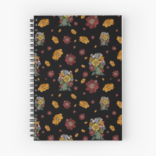 Aperçu de l'œuvre Bouquet flower seamless pattern on black background créée et vendue par Yana Mustafina | Boho Soulful Designs.