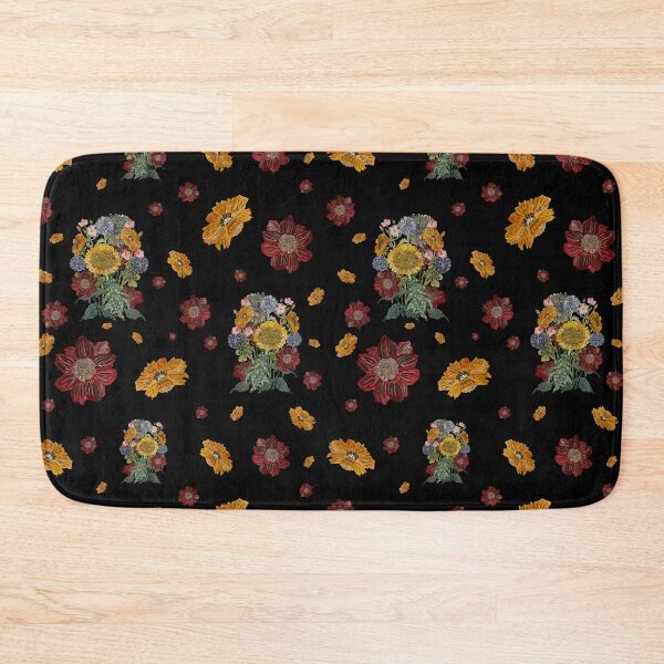 Aperçu de l'œuvre Bouquet flower seamless pattern on black background créée et vendue par Yana Mustafina | Boho Soulful Designs.