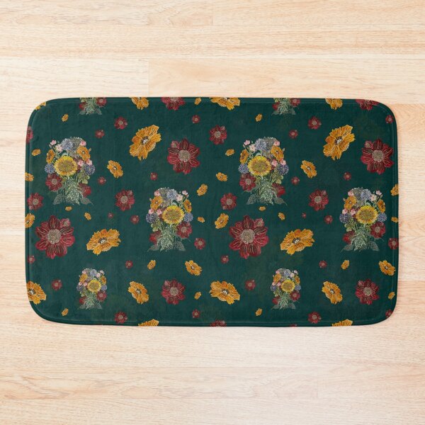 Aperçu de l'œuvre Bouquet flower seamless pattern on green background créée et vendue par Yana Mustafina | Boho Soulful Designs.