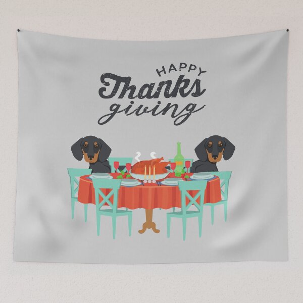 Item preview, Wiener Dog Dachshund with Thanksgiving Table designed and sold by SeasonalDogs.