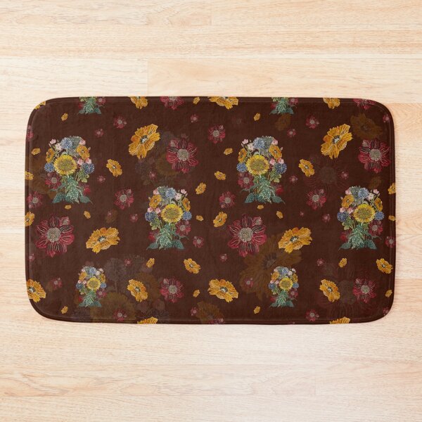 Aperçu de l'œuvre Bouquet flower seamless pattern on brown background créée et vendue par Yana Mustafina | Boho Soulful Designs.