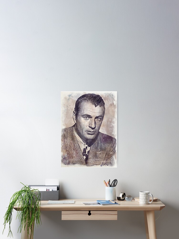 Gary Cooper Art - watercolor vintage - D11