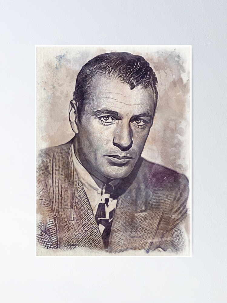 Gary Cooper Art - watercolor vintage - D11