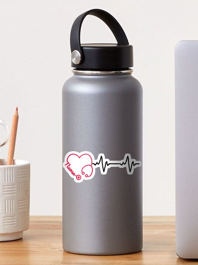 Stainless Steel Water Bottle Nurse Heartbeat Style Vacuum Flask Sport 500ml  17oz