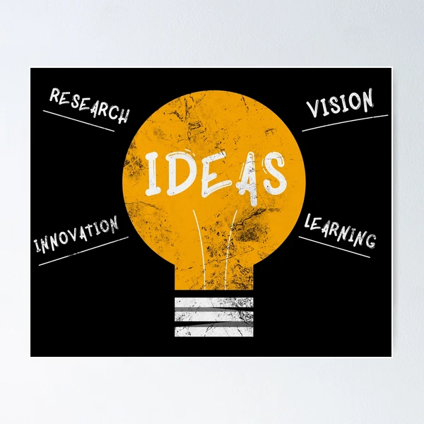 Brainstorming Lightbulb on Blackboard With Concept Sticky Notes Photo  Photograph Cool Wall Decor Art Print Poster 18x12 - Poster Foundry