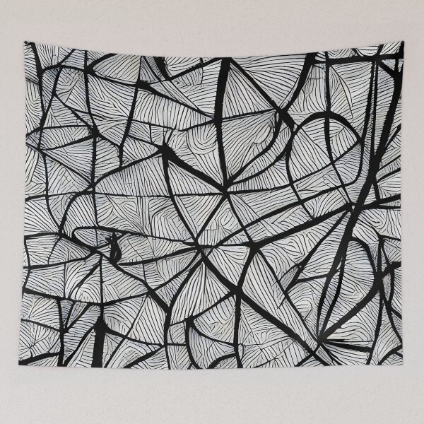 Item preview, Otetojave Calepivi - Abstract psychedelic black and white painting designed and sold by thecocotouchart.
