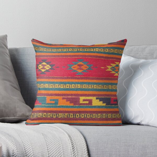 Colorful red Aztec Pattern Throw Pillow