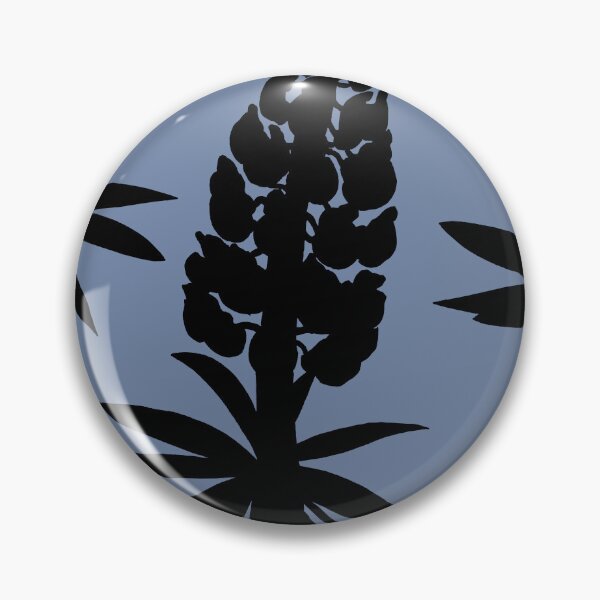 Item preview, Lupine Black Ink Flowers Silhouette Pattern On Vintage Pastel Blue  designed and sold by Irina Sztukowski.
