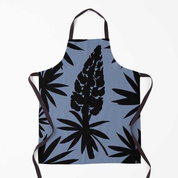Item preview, Lupine Black Ink Flowers Silhouette Pattern On Vintage Pastel Blue designed and sold by Irina Sztukowski.