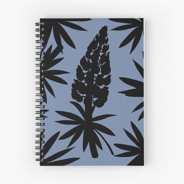 Item preview, Lupine Black Ink Flowers Silhouette Pattern On Vintage Pastel Blue  designed and sold by Irina Sztukowski.