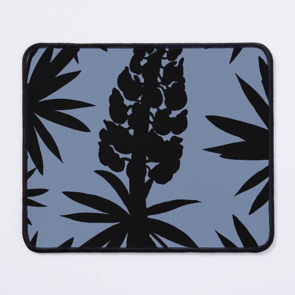 Item preview, Lupine Black Ink Flowers Silhouette Pattern On Vintage Pastel Blue  designed and sold by Irina Sztukowski.